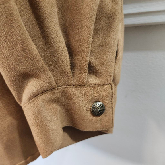 Napa Valley Petite Brown Button Down Shirt with Purple Embroidery - Picture 5 of 6